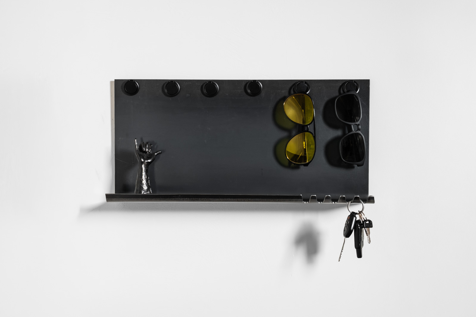 Flat-lay image of shelf from the front.